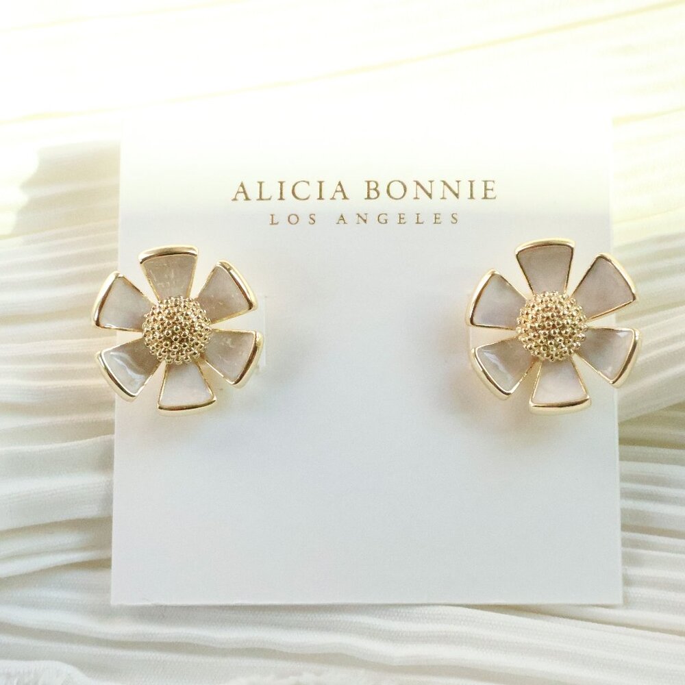 Eden Gold Floral Stud Earrings by Alicia Bonnie